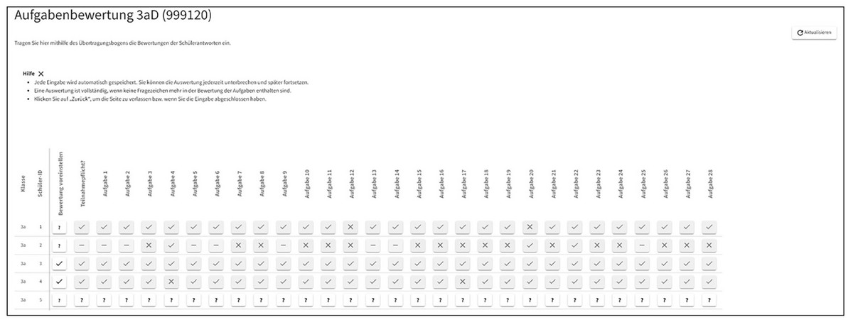 Das Bild zeigt die Eingabemaske zur Aufgabenbewertung auf der IKM-PLUS-Plattform.