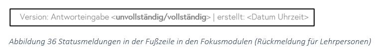 Die Grafik zeigt eine Statusmeldung in der Fußzeile (Rückmeldung für Lehrpersonen)