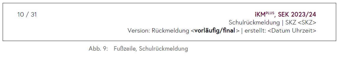 Die Grafik zeigt die Fußzeile einer Rückmeldung für Schulen
