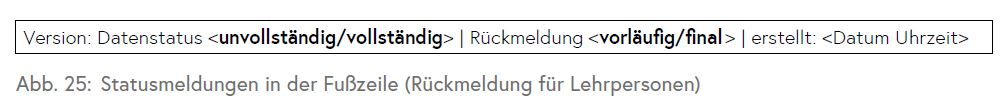 Die Grafik zeigt eine Statusmeldung in der Fußzeile (Rückmeldung für Lehrpersonen)