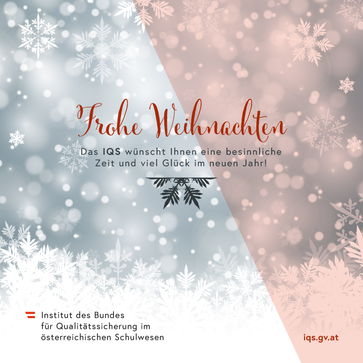Das Bild zeigt eine Grußkarte, auf der den Leser/innen vom IQS Frohe Weihnachten gewünscht wird.