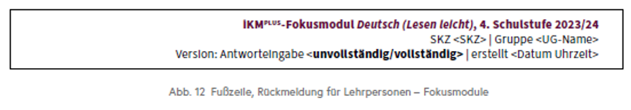 Die Grafik zeigt die Fußzeile einer Rückmeldung für Lehrpersonen