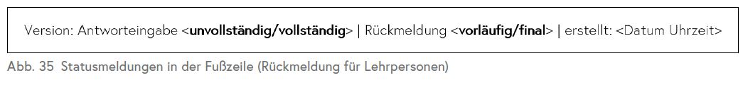 Die Grafik zeigt eine Statusmeldung in der Fußzeile (Rückmeldung für Lehrpersonen)