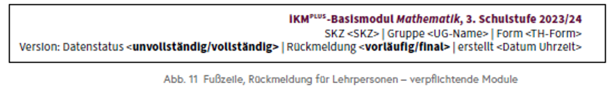Die Grafik zeigt die Fußzeile einer Rückmeldung für Lehrpersonen