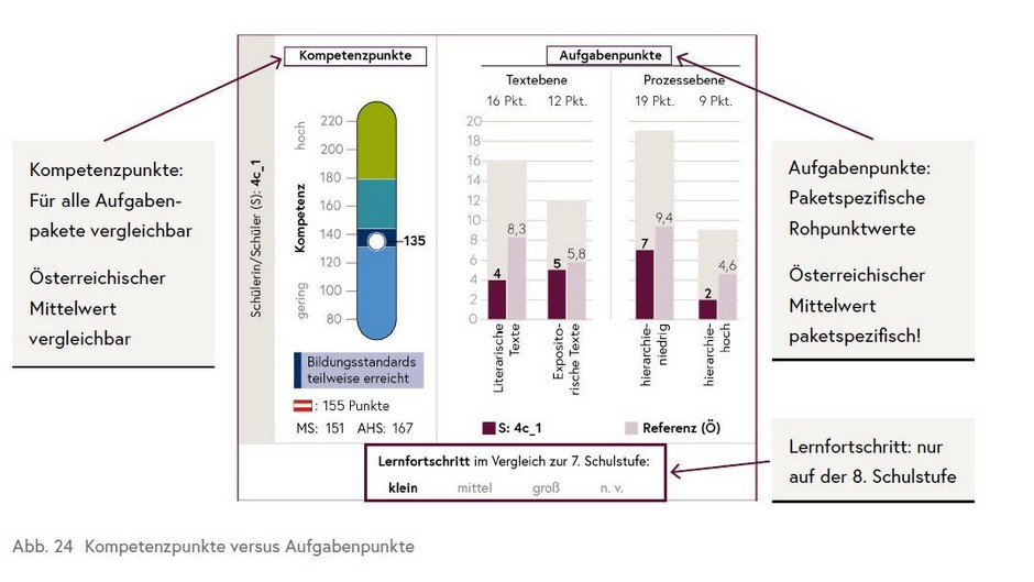 Die Grafik zeigt alle Ergebnisse einer einzelnen Schülerin/eines einzelnen Schülers.