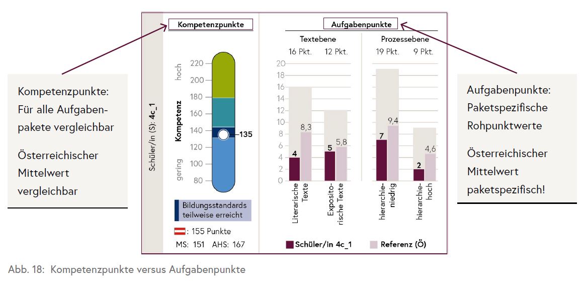Die Grafik zeigt alle Ergebnisse einer einzelnen Schülerin/eines einzelnen Schülers.