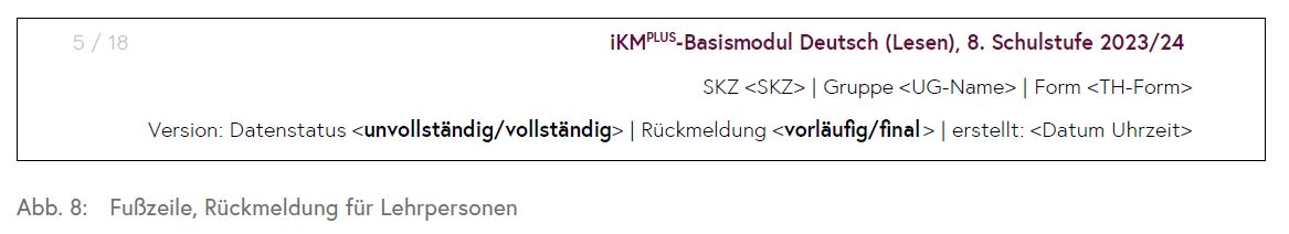 Die Grafik zeigt die Fußzeile einer Rückmeldung für Lehrpersonen